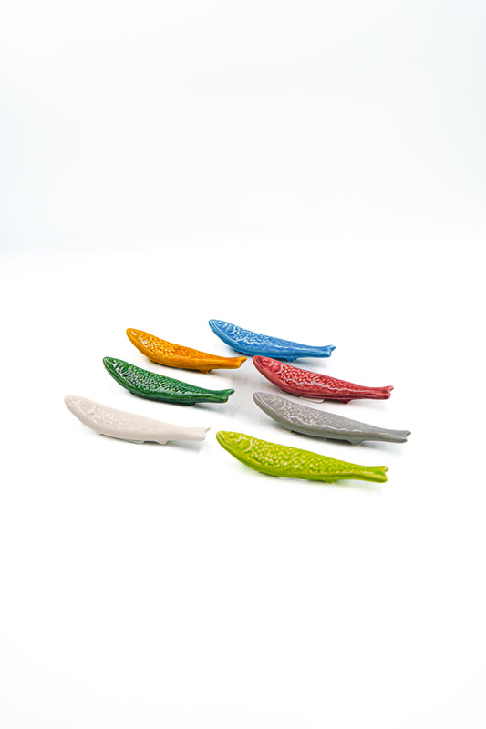 Support couteaux poissons en céramique portugaise